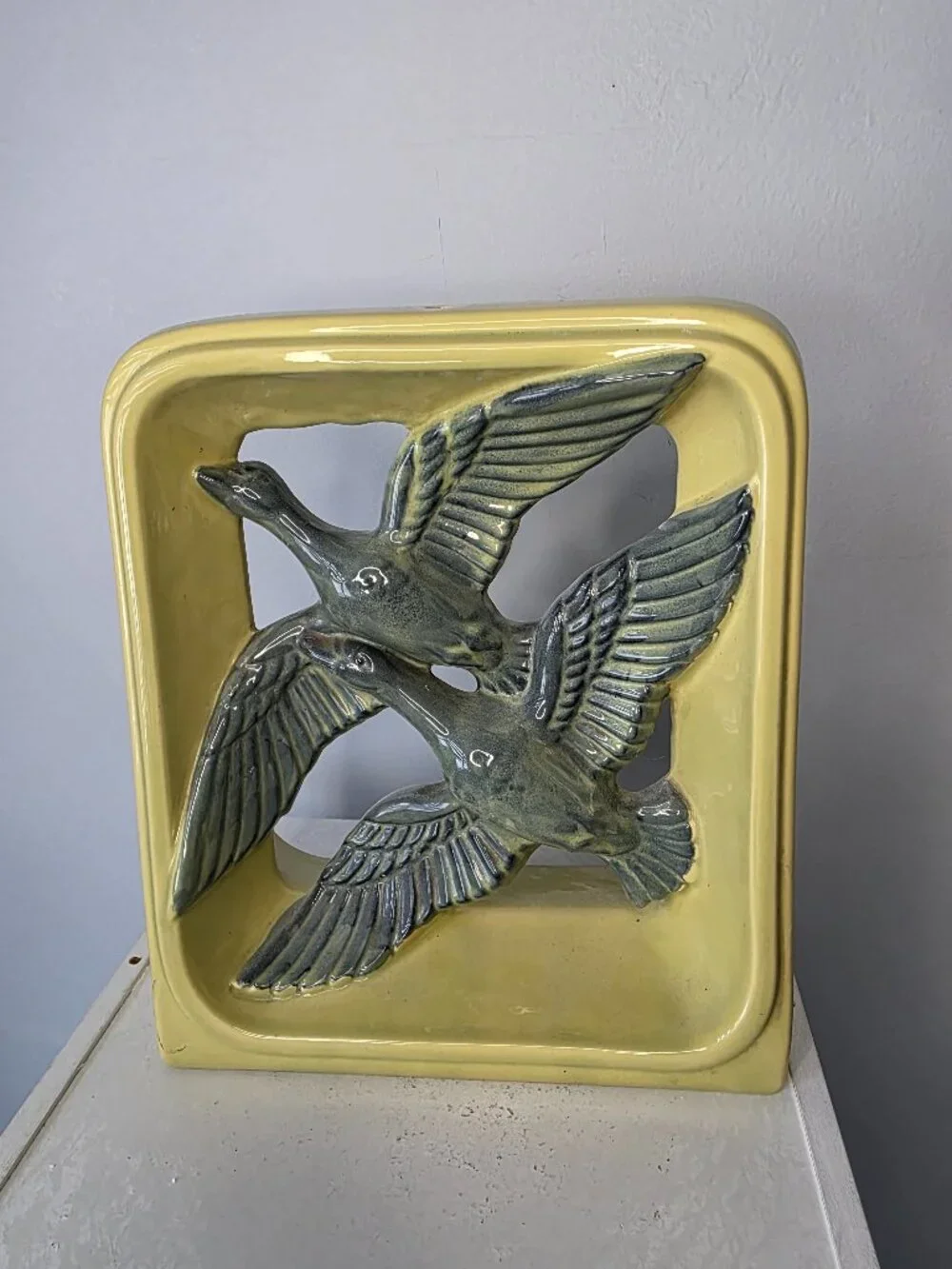Vintage Porcelain Flying Ducks Lamp No Cord